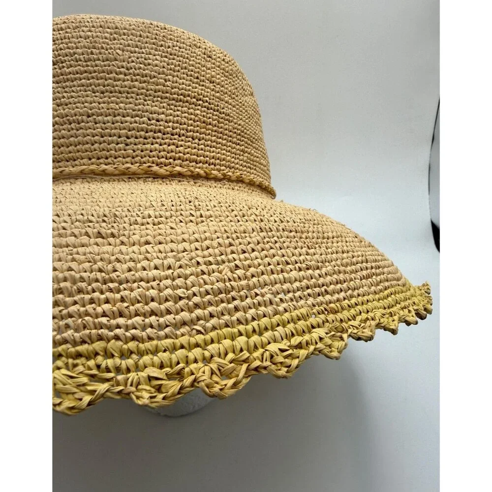 Callanan Wide Brim Straw Sun Hat Upturned Brim Packable Garden Vacation EUC - Picture 9 of 11